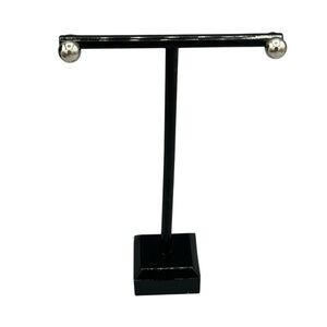 Silver Tone Ball Stud Earrings Magnetic Metal